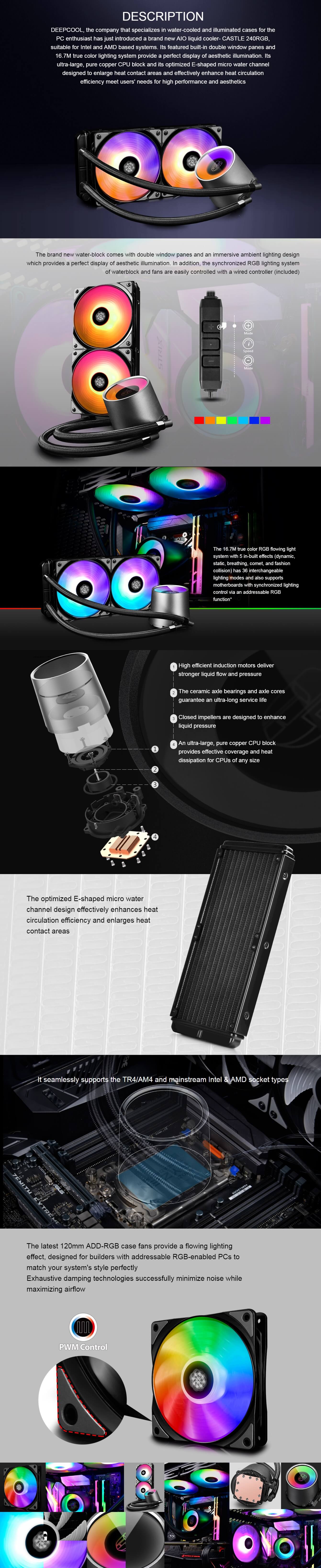 DeepCool Castle 240 RGB 240mm AIO CPU Liquid Cooler